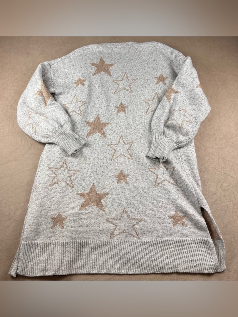 ❤️ For the Republic Large Womens Gray Star Open Front Long Cardigan Sweater (B4) - Picture 4 of 4